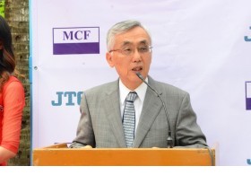 ミャンマー「eVillage」ICTセンターのオープニング式典で内海善雄理事長スピーチ